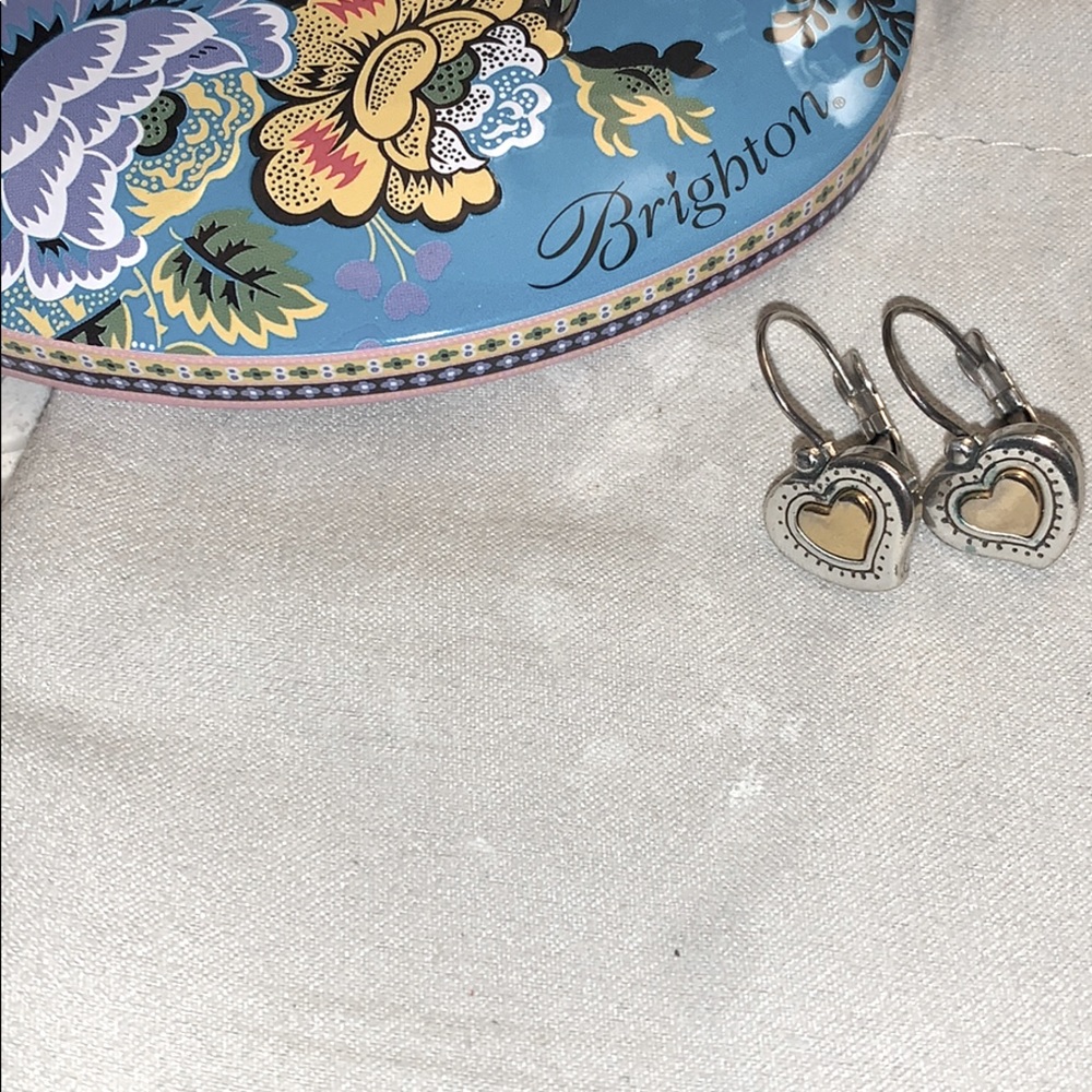 BRIGHTON GOLD AND SILVER TONE HEART EARRINGS